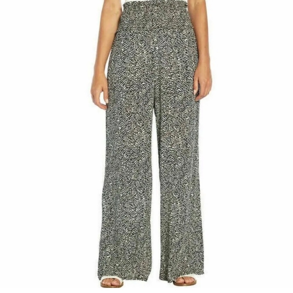 Three Dot Black and White Wide Leg Pants